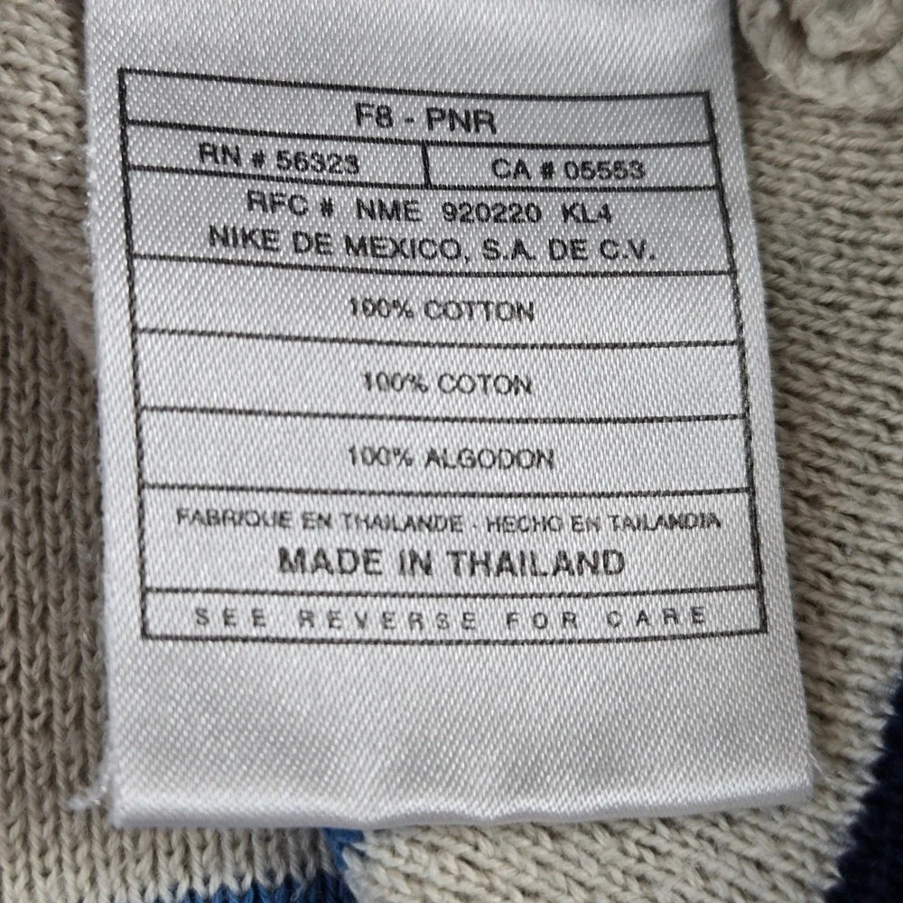 Nike Sweater Vest Mens XXL Cream  Vintage V-Neck Cotton Colorblock Striped (